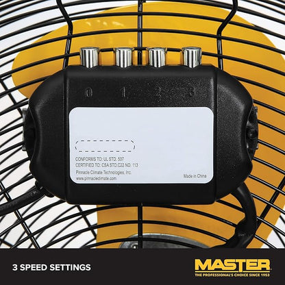 Master 20" Industrial High Velocity Floor Fan with 3 Speed Settings. Use for Shop, Garage or Warehouse. All Metal Construction (MAC-20F)