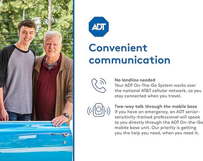 ADT - On-The-Go Mobile Medical Alert System for Seniors - GPS Capabilities, Included Waterproof Wearable Panic Button, 24/7 U.S. Based Monitoring (Fall Detection Pendant)