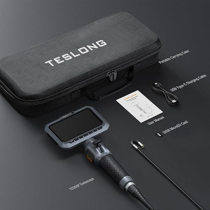 Teslong Two-Way Articulating Borescope, 5.5mm Slim Probe, 5.0'' Industrial Endoscope with Light, 5FT Flexible Snake Scope for Automotive, HVAC & Mechanics