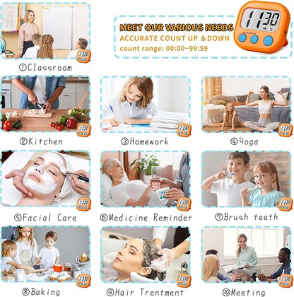 Classroom Timers for Teachers Kids Large Magnetic Digital Timer Teacher Supplies 2 Pack-Orange Purple
