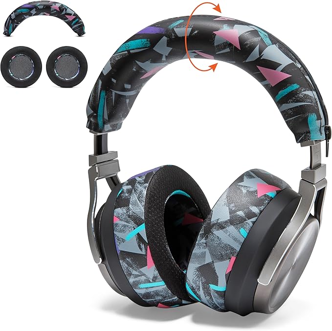 WC Freeze Virtuoso PadZ and Silicone BandZ Bundle Pack for Corsair Virtuoso Headphones | Cooling Gel Replacement Earpads and Silicone Headband Cover | 90's Black