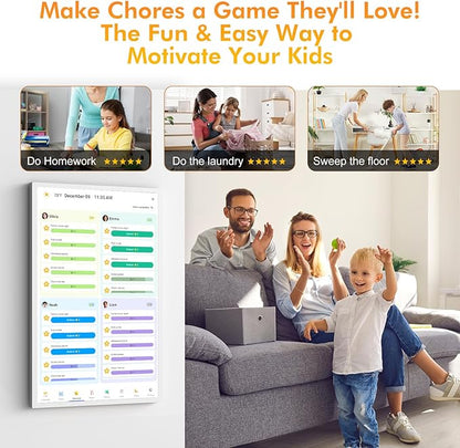 24" Digital Calendar Picture-Frame for-Wall-Planner - Touchcreen Interactive Electronic Calendar Display, Chore Chart, Star Reward, Sync Google iCloud Outlook Via APP, Wall Mount, Gifts for Mom Dad
