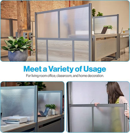 NBF Office Partition Room Divider - 76" H x 96" W Espresso & Warm Ash, Large Privacy Screen, Portable Partition Wall, Free Standing Office Divider