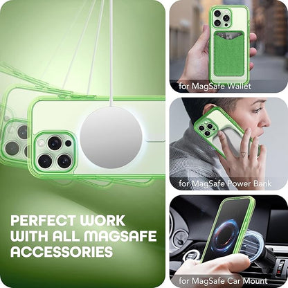 Magnetic for iPhone 15 Pro Max Case, Compatible with MagSafe, Built-in Privacy Screen Protector and Camera Protection, Anti Spy Full Body Dustproof Shockproof Hard Phone Case 6.7",Bright Green