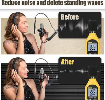 12 Pack Sound Proof Foam Panels for Walls, 12" x 12" x 2" Self-Adhesive Acoustic Panels, High-Density Soundproof Wall Panels for Studio Home and Ceilings (Black)