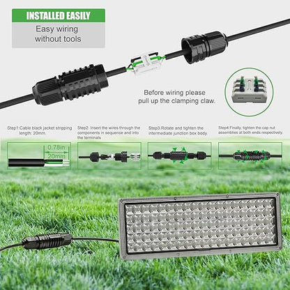 Junction Box Cable Connector Waterproof Cable Connector 2 Way with 3 Pin Electrical Junction Box Connectors 22-10 AWG 32A Ø4-9mm Wire (5 Pack)