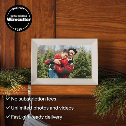 Aura Stone Digital Picture Frame - 10.1" HD Mat Display | Wirecutter's Best Digital Frame for Gifting - Send Photos Directly from Your Phone | Quick & Easy Setup Over WiFi - Free App | White
