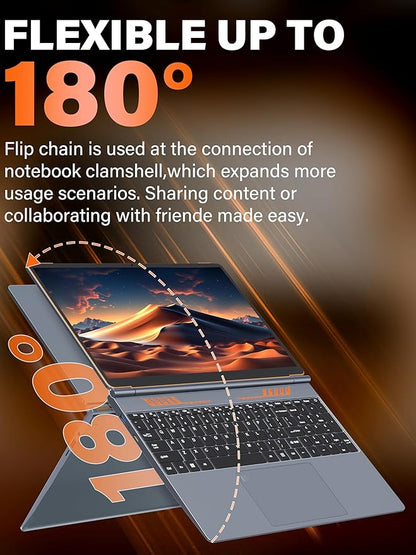 Rumtuk 16" Gaming Laptop Computer - Alder Lake N95 Processor (3.4GHz), FHD 1920 * 1200 IPS, 16G RAM, Fingerprint, Backlit Keyboard, 180° Hinge, Lightweight for Business & Student (1TB)