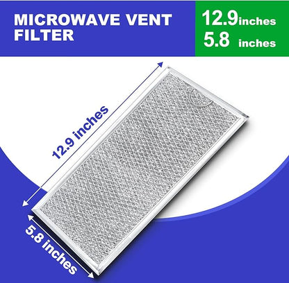 [2 Pack] OEM Microwave Filter Replacement 12.9" x 5.8" Fit For W10208631A, Microwave Vent Filter, Microwave Grease Filter, Filters Kitchen Oven Air Over the Range Vent Fan, 13 x 6 inches
