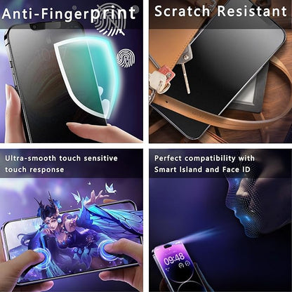 (2-Pack Matte Privacy Anti-Spy Screen Protector for iPhone 16e/13/13 Pro/14 (6.1-Inch),9H Tempered Glass,Anti-Glare,Full Coverage,Anti-Fingerprint,Auto Dust Removal,Bubble-Free