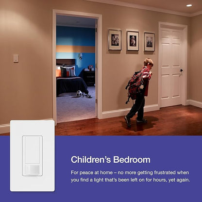 Lutron Maestro Motion Sensor Light Switch w/ Wallplate for Bathroom, Garage, Laundry Room, Any Bulbs, Occupancy Vacancy Sensor, Single-Pole, MS-OPS2HW-WH, White