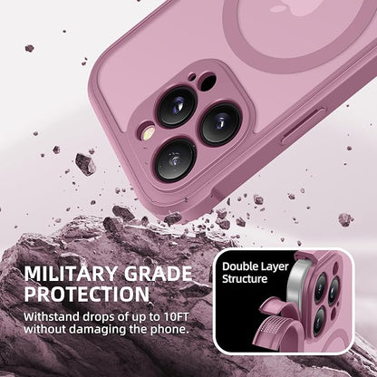 BERFY Magnetic for iPhone 16 Pro Case, Compatible with MagSafe, Built-in Privacy Screen Protector and Upgraded Camera Protection, Anti-Spy Full Body Shockproof Phone Case for 16 Pro 6.3",Palevioletred