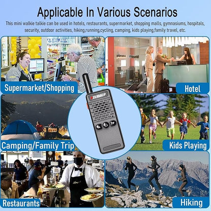 ELIDAIP T-M2 Mini Walkie Talkies for Adults,Long Range Two Way Radios 16 Channels,1100mAh,Small Walkie Talkie Rechargeable with Earpiece for Hiking Camping Family Trip Shopping mall (Black 2 Pack)