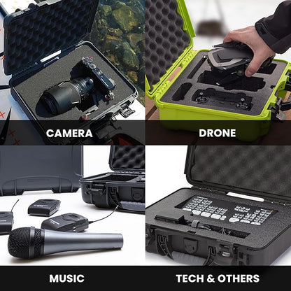 NANUK 910 Hard Case with Customizable Cubed Foam, IP67 Waterproof, Dustproof and Impact Resistant, 14.3” x 11.1” x 4.7”, Rugged Construction for Ultimate Protection, Made in Canada – Graphite