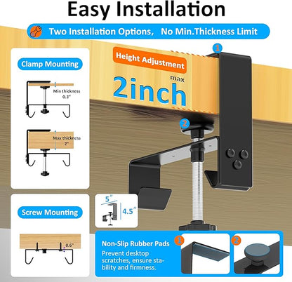 Cotohim Under Desk Cable Management Tray - Under Desk Cord Management - Clamp/Screw Mount - Fabric Wire Management - Cable Raceways Tray Cord Hiders for Office/Home (Black, 35.8"×5.6")