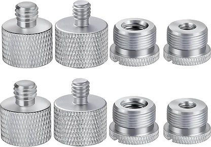 IXTECH Mic Stand Adapter Set 8 pieces Metal Microphone Stand Screw Thread Adapter 5/8 Female to 3/8 Male 3/8 Female to 5/8 Male 5/8 Female to 1/4 Male 1/4 Female to 5/8 Male Tripod Adapter ADP03 Slvr