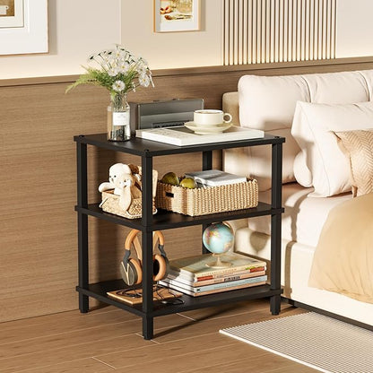 3-Tier AV Media Player Stand, Stereo Cabinet, Modern Stereo Cabine,Game Console Shelf,Wooden TV Stand,Multifunctional Entertainment Center, Suitable for Home, Conference Room, Game Studio,Black