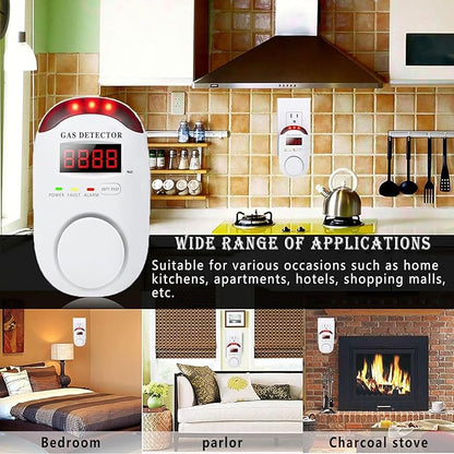 COLORWELL Gas Alarm，Propane detectors for Home，Gas Alarm Detector for Home，Plug-in & Wall-Mounted LED Sound/Light Alarm for Home & RV - Detects LNG/LPG/Combustible Gas, Deaf-Friendly- 2PCS