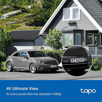 Tapo 4K Outdoor Camera Wireless, Battery Camera w/Solar Panel, Pan/Tilt, 360° View, 24/7 Capture, Free Person/Vehicle Detect, Night Vision, SD/Cloud, Works w/Alexa and Google Assistant, VistaCam 360