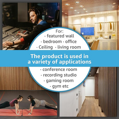 Art3d 6-Piece Wood Slat Acoustic Panels for Stylish Decor and Noise Reduction, 3D Textured Panel for Ceiling and Wall, Matte Black