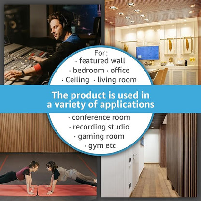 Art3d 4pcs-107 x 8in Slat Acoustic Panel for Wall and Ceiling, 3D Fluted Sound Absorbing Panel with Wood Finish, Dark Walnut