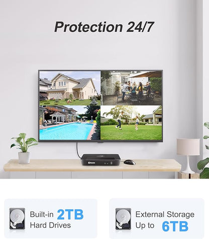 Swann 4K UHD Home Security Camera System, 16Ch NVR with 2TB HDD, 8 Indoor Outdoor Dome IP Cameras, PoE Wired, Video Analytics, 2-Way Audio, Sirens, Color Night Vision, True Detect, 24/7,1689808D