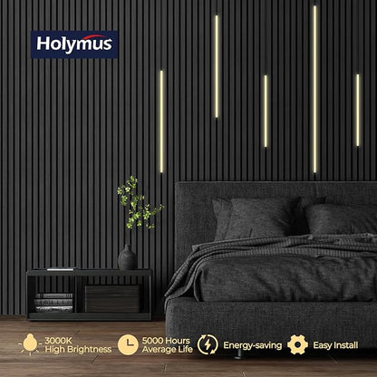 LED Recessed Lighting for Slat Wall Panels - 6PCS Self-Adhesive Dimmable LED Light Strips, 3000K Warm White with Touch Control, for Wood Wall Panels, Stairs, Headboard, Under Cabinet Decor