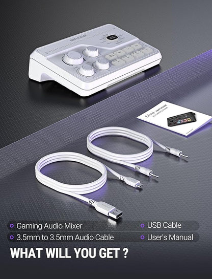 FIFINE Audio Mixer for Gaming with 7.1ch Surround Sound-Volume Knob-Mute-Voice Chat, RGB Computer Mixer with XLR Mic Interface Compatible wtih TV for Live Streaming-AmpliGame SC8W