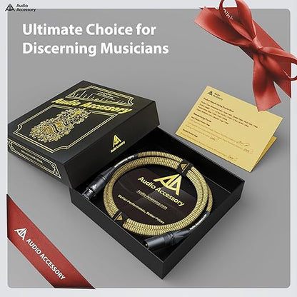 AA AUDIO ACCESSORY Gold Series Star Quad XLR Cables 15ft, Neutrik Connectors, 19AWG Microphone Cable, Kevlar-Reinforced Nylon Braided Handmade Mic Cable, 100% Coverage OFC Braid and Al-Foil Shielding