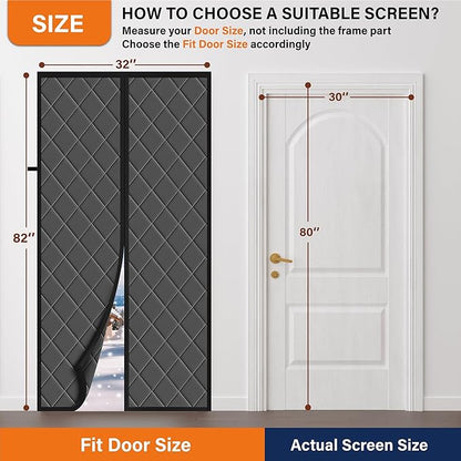 Magnetic Thermal Insulated Door Curtain, Fits Door Size 38" x 82",Durable Oxford Cloth&Thicken Polyester Fiber Fill, Efficient Temperature Control, Durable Construction, Soundproof and Windproof