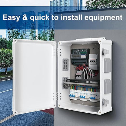 Namunanee Outdoor Electrical Junction Box, ABS Water Resistant Enclosure with Internal Mounting Panel & Hinged Cover (16.5" H x 12.6" L x 6.1" W)