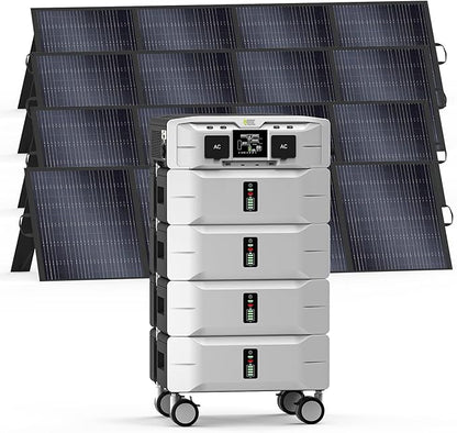 IEE SP5000 Solar Generator 5000W, 10.24kWh Power Station with 4x200W Solar Panels, 5 AC Outlets(9000W Surge), 120V/240V Dual Voltage, LiFePO4 Battery for Home Backup Outdoors Camping RV Emergency