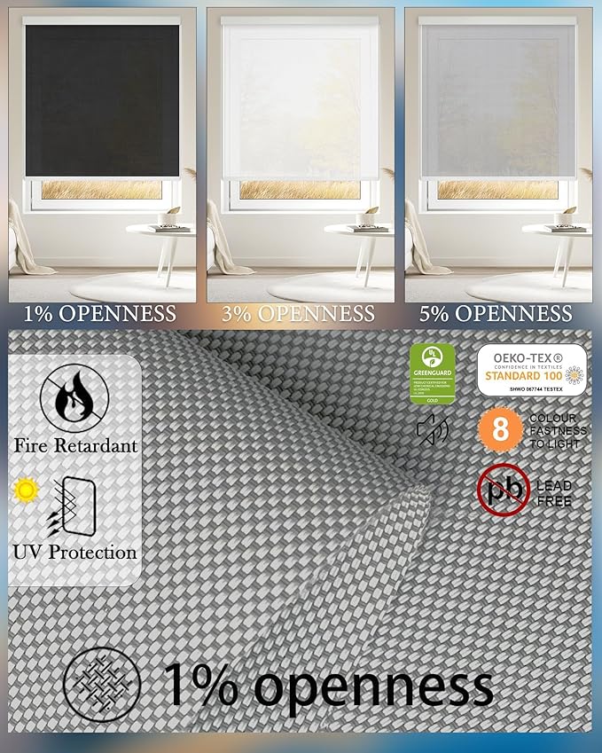 COOLWINDS Motorized Blinds with Remote Cordless Automatic Motorized Shades Custom Blinds for Windows Smart Curtains Compatible with Alexa Google Home(Solar Grey,W34 x H72in)