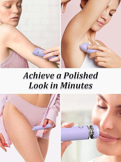 Cayzor Bikini Trimmer and Shaver Kit for Women - 2-in-1 Wet/Dry Electric Body Hair Trimmer Facial Hair Removal Cordless Waterproof Bikini Shaver Razor for Face Lip Chin Pubic Underarm Legs (Purple)