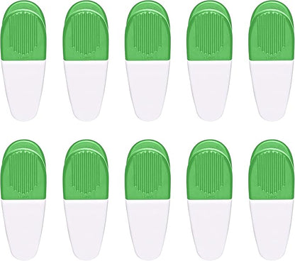 10 Magnetic Memo Holders Set - Large Clip, Plastic - White Green