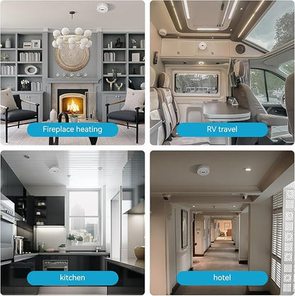 Smoke Detector Carbon Monoxide Gas Alarm, Fire Carbon Monoxide (CO) Detector 2 in 1 with Digital Display and Sound Light Alarm, Battery Operated Suitable for Bedroom Warehouse Kitchen or RV Travel