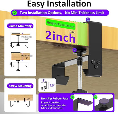Cotohim Under Desk Cable Management Tray - Under Desk Cord Management - Clamp/Screw Mount - Fabric Wire Management - Cable Raceways Tray Cord Hiders for Office/Home (Black, 28.6"×5.6")