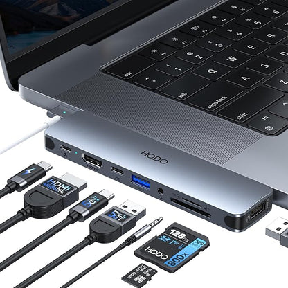 USB C Hub HDMI USB Adapter for MacBook Pro Air M3 M2 M1 2025-2018 13 14 16", MacBook Adapter Multiport 8 in 2 Mac USB C Hub with HDMI, Thunderbolt 3, 10G USB C&A Data Ports, SD TF Card Reader, Audio