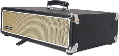 Sound Town Vintage 2U Amp Rack Case, 12.5" Depth with Rubber Feet, Dust Cover, Kickstand, Black (STVRC-2BK)