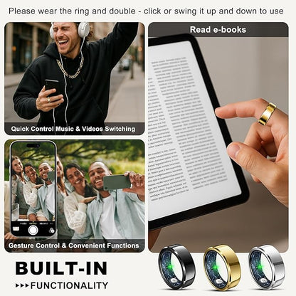 RIFESI Smart Ring for Women Men, Fashion Minimalist Fitness Ring & Sleep Tracker Ring with Heart Rate, SPO₂,Blood Pressure,5ATM Waterproof Health Ring, No Subscription,Gifts for Women (Size 11,Gold)