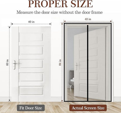 Yotache Magnetic Screen Door Fits Door Size 40 x 83, Screen Size 42" x 84" Strengthened Fiberglass Mesh for Sliding Door Black