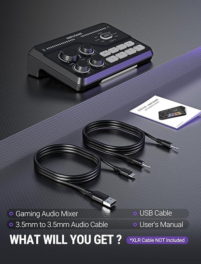 Fifine Gaming Mixer for Voice Chat and Streaming- 7.1ch Surround Sound Headphone Amp-XLR Preamp-USB Plug & Play-Voice Changer-RGB-Volume Control-3 EQ Modes Ampligame SC8