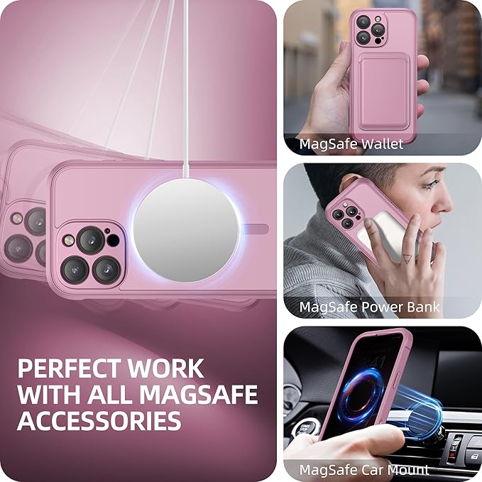 BERFY Magnetic for iPhone 16 Pro Case, Compatible with MagSafe, Built-in Privacy Screen Protector and Upgraded Camera Protection, Anti-Spy Full Body Shockproof Phone Case for 16 Pro 6.3",Palevioletred