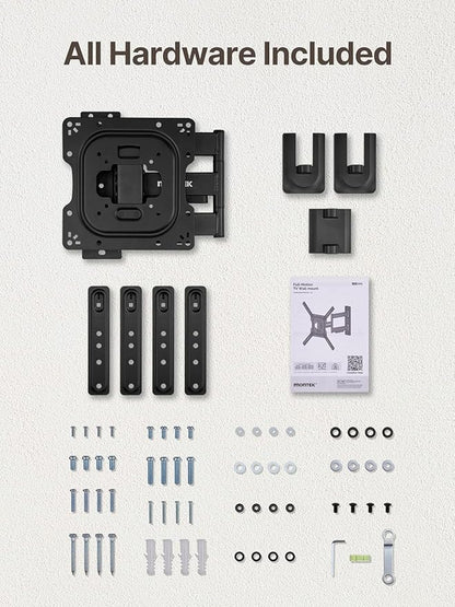 monTEK Full Motion TV Wall Mount for 23–65 Inch Flat & Curved TVs and Monitors, Swivel & Tilt Articulating Bracket, Max VESA 400x400mm, Holds up to 77 lbs, Perfect Center Design