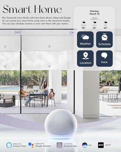 Graywind Motorized Dual Shades for Windows Smart Double Blinds Blackout, Light Filtering or Solar Motorized Blinds with Remote Alexa Google Control Day Night Shades, Custom Size (Custom Fabric)