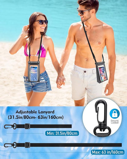 Large Waterproof Phone Pouch Universal Phone Waterproof Case for Phone IPX8 Water Proof Dry Bag with Wide Lanyard Large Capacity Waterproof Bag for Swimming Rafting