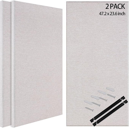 BUBOS 2 PCS Fabric Acoustic Panels,47.2''x23.8'' Decorative Sound Dampening Panels, Art Large Acoustic Wall Panels for Studios, Office, Home Theater,Max CavityPro Linen