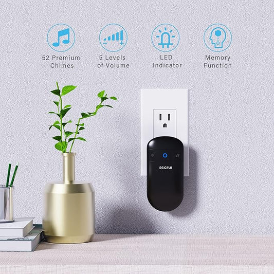 Door Chime, Door Sensor Chime for Door Opens – Door Ringer with 500ft Operating Range 52 Chime 110dB LED Indicators –Entry Alert Chime for Business/Home/Office (1 Receiver+3 Sensors)