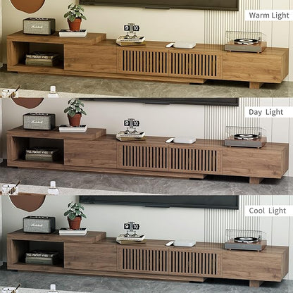 gaoyangjiaju Modern Walnut TV Console for 75+ Inch Screen – Extendable Wood Media Unit (78"-103") with Grille Doors and Drawers, Great for Living Rooms & Bedrooms