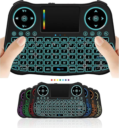 Wireless Mini Keyboard Remote Control Touchpad Mouse Combo Controller with RGB Backlit for Android TV Box Smart TV with OS+USB PC Computer Laptop Window OS HTPC Home Theater PC + USB 2.4GHz Dongle